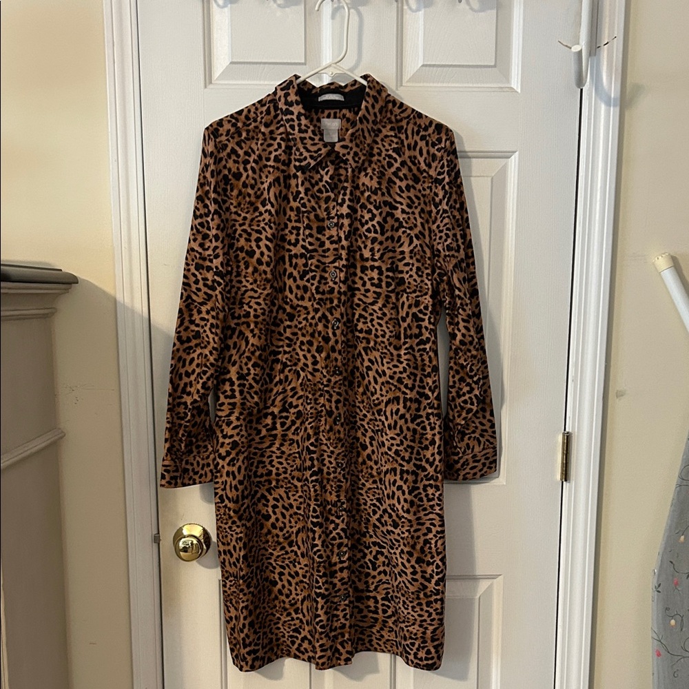 Chico's Brown Leopard Long Sleeve Dress